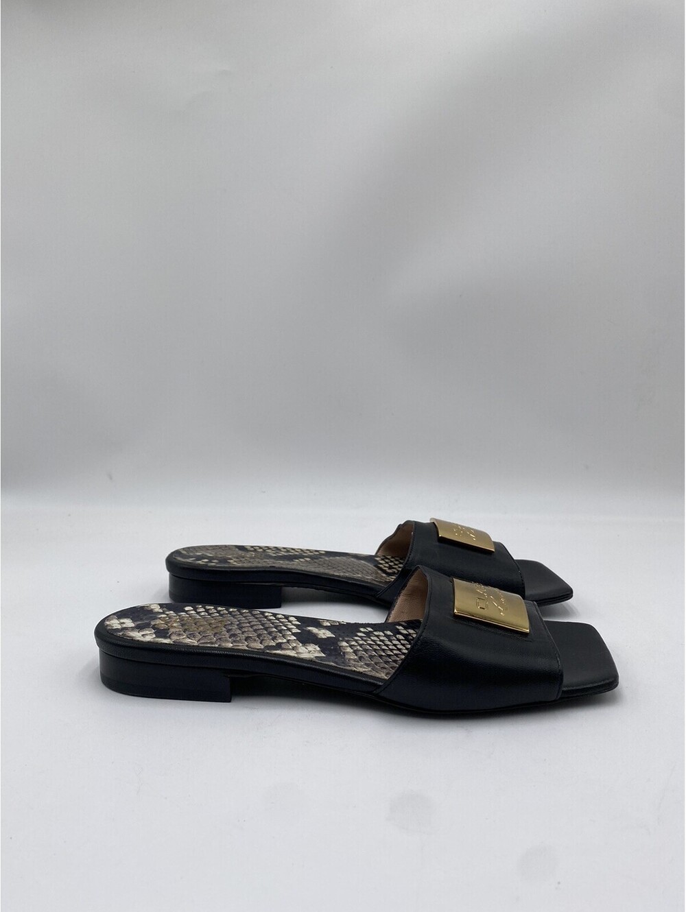 Cavalli Class by Roberto Cavalli leather square-toe slide sandals Size 36